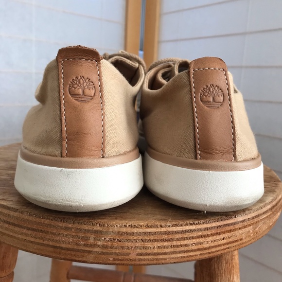 Sz 10.5 Timberland Desert Boots tan canvas comfort main image 7